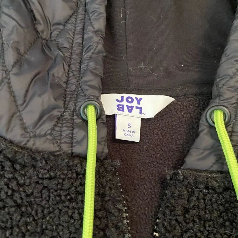 JoyLab black teddy zip up hooded jacket - Picture 5 of 11